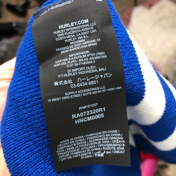 Hurley NEW 2 Piece Mens Winter Hat Beanie Scarf Gift Set Skate Blue White Black - Picture 8 of 9